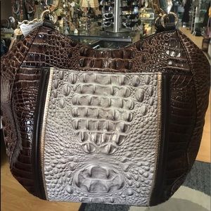 Brahmin XL Tote Purse in Gray Brown 997-1157